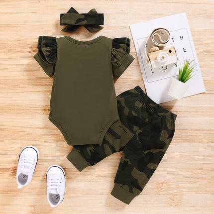 3PCS Camouflage Clothing Set Newborn Baby Girl Long Sleeve Romper +Pants Spring&Autumn Outfits for Toddler Boy 0-18 Months