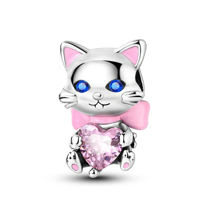 Charms 925 Sterling Silver Cute Cat Collection Charms Beads Paw Print Pendant Beads Fit Original DIY Bracelet Gift Women Jewelry