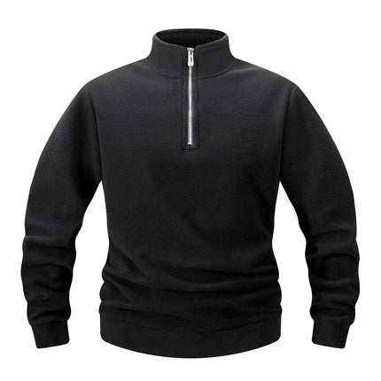 2025 Men Casual Fleece Sweatshirts Tops Men Sport Classic Stand Collar Sweatshirts Men’s Quarter Zip Hoodie Basic Pullover 3XL
