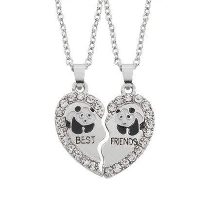 2pcs/set Splicing Necklace Necklace Heartbroken Pendant Necklace Men And Women Best Friends BFF Friendship Birthday Jewelry Gift