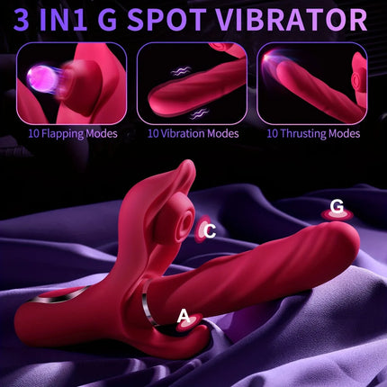 3 in 1 Thrusting Dildo Vibrator G-Spot Rabbit Vibrator for Women Vagina Clitoris Stimulator Sex Toys Adults Products For Women