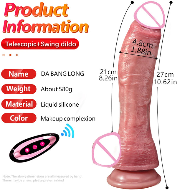 Soft Long XXXL Telescopic Vibrating Dildo Vibrator with Heating and Thrusting Function G-spot Anal Stimulation for Women Sex Toy