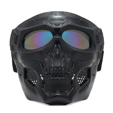 Cycling Colorful Goggles Motorcycle Skull Mask Riding Windproof Full Face Mask Paintball Game Tactical Protective Helmet Mask