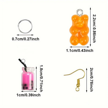6/20/42pcs Multi-color Bear,milk Tea Cup Shaped Pendant,jewelry Making Kit,DIY Bracelet,earring,Christmas,Valentine's Day Gifts