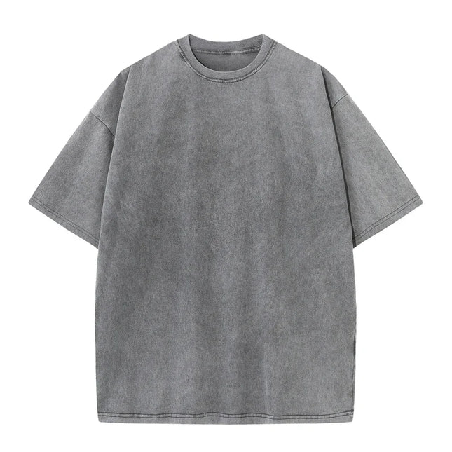 350gsm Men's Washed Vintage T-Shirts Street Hip Hop Retro Punk T Shirt men Harajuku Casual Cotton Short Sleeve Acid Wash Tops