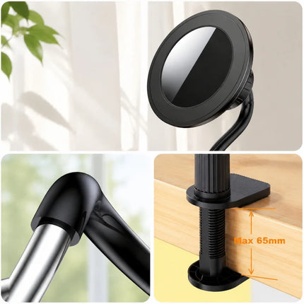 100CM Flexible Gooseneck Phone Holder, Foldable Hands-Free Clamp Stand for Bed, Desk, and Streaming, 360° Rotating Mobile Mount