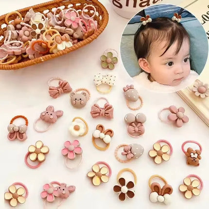 50PCS to 10PCS Lot Cute Cartoon Rabbit Hair Band Girls Elastic Hair bands Headwear Kids Hair Accessories Hairwear Mixed Style