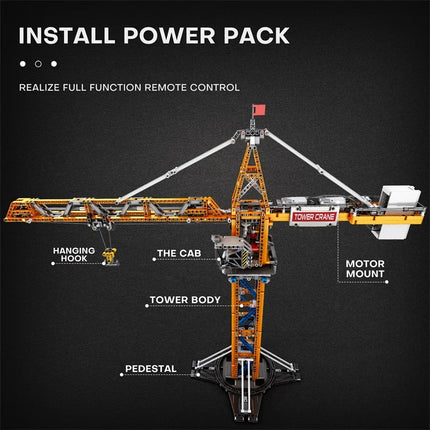 1176PCS Remote Control Tower Crane MOC Model Building Blocks Tower Crane Electric Technology Brick DIY Assembly Toy Holiday Gift