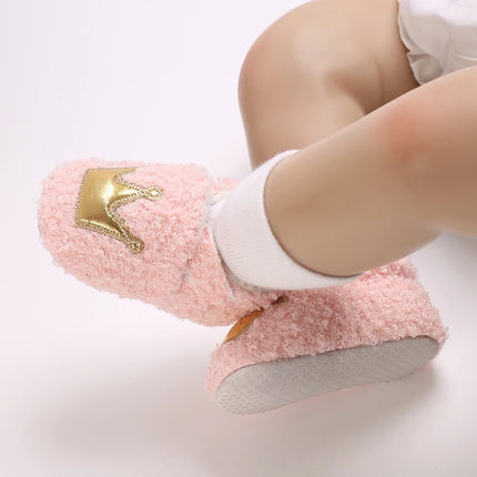 Fashionable Lamb Down Newborn Baby Girl Knitted Baby Soft Sole Shoes Toddler Shoes Warm and Non Slip First Walker