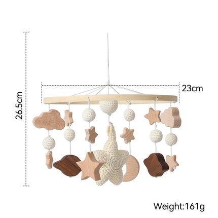 Baby Wooden Bedbell Bracket 0-12 Months Bed Bell Bracket Wooden Mobile Newborn Crochet Bed Bell Hanging Toys Newbaby Rattle Toys