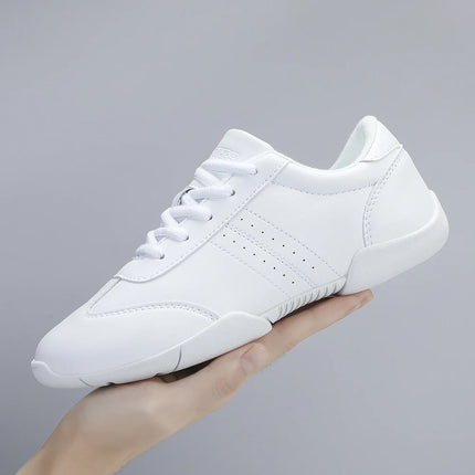 BAXINIER Youth Girls White Cheerleading Dancing Shoes Athletic Training Tennis Walking Lightweight Competition Cheer Sneakers