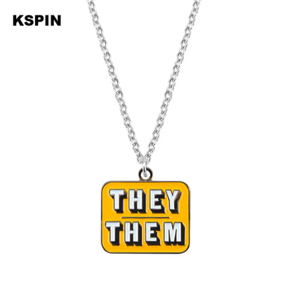 Pronouns Enamel Pins THEY THEM  SHE HER HE HIM Lapel Pins Badges Brooches