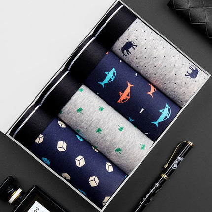4pcs Men's Panties Sexy Shorts Cotton Underwear Male Breathable Boxers Solid Boxer Shorts Brand Underpants