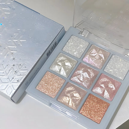 Christmas Snowflake 9-Color Eyeshadow Palette - Fine, Easy-To-Apply Powder With Sparkling Chameleon & Pearlescent Shades In Cora