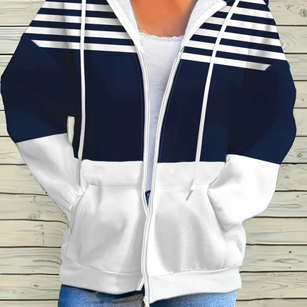 2025 New Woman Sweatshirts Simple Gradient Print Long Sleeves Zip Hoodie Autumn Casual Drawstring Design Fashion Women's Hoodie