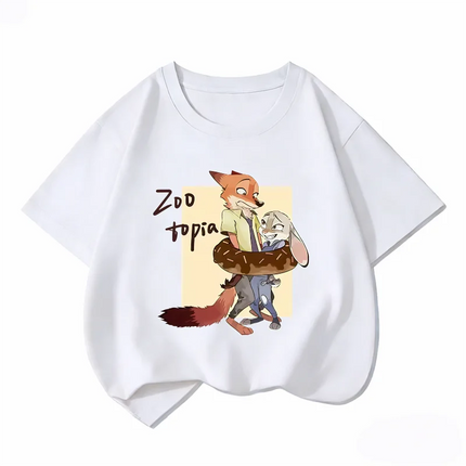 Zootopia 2 New Children's Pure Cotton T-Shirt, Cute, Versatile, Casual, Comfortable and Breathable for Boys and Girls