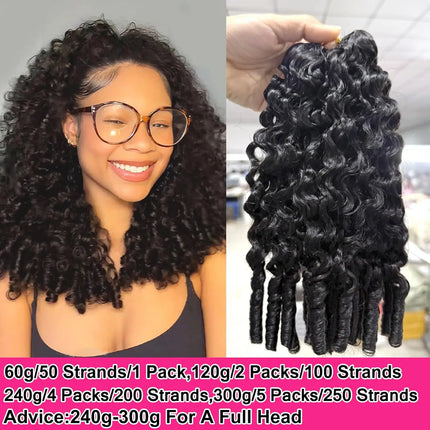300g Burmese Kinky Curly Crochet Human Hair Knots Feather Crochet Hair Extensions Invisible Knotless Kinky Curly Braiding Hair