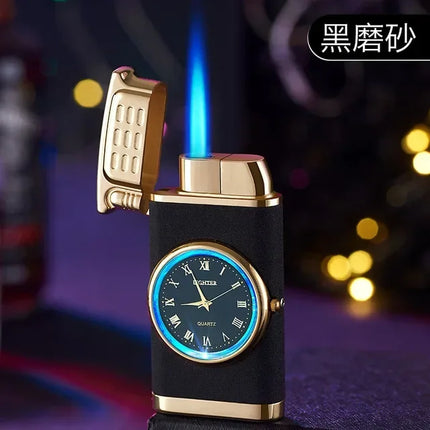Rocker Arm Watch Metal Unusual Gas Lighters Jet Butane Torch Lighter Windproof Cigarette Cigar Lighter Gadgets for Men
