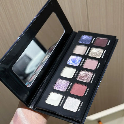 12 Colors Metallic Eyeshadow Palette Pearl Matte Sparkling Shimmer Blue Eye Shadow Highlighter Brighten Glitter Halloween Makeup