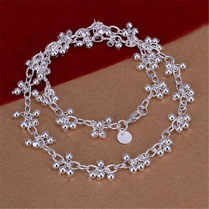 New Arrive 925 Sterling Silver Pretty Bead Bracelets Neckalce For Women Fashion Party Wedding Jewelry Sets Cute Gifts