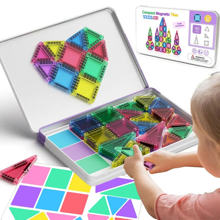 Mini Magnetic Building Blocks Toy, with Iron Box for Easy Portability, Children's Stacking DIY Construction Toy, Parent-Child Interactive Toy, Suitable for Children's Holiday Birthday Gifts
