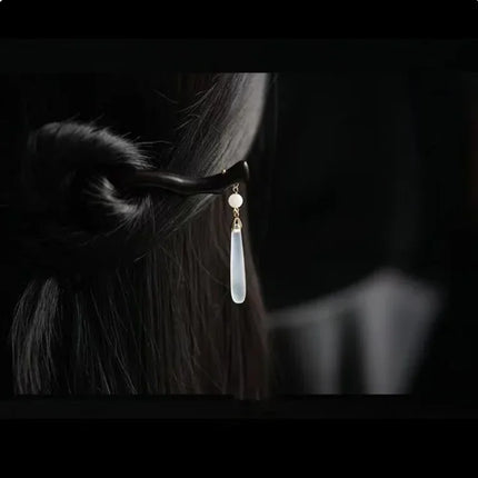 Handmade Hanfu Flower Hairpins Sticks with Tassel Vintage Wood Hair Stick Pins for Women Hair Styling Tools Jewelry Accessories