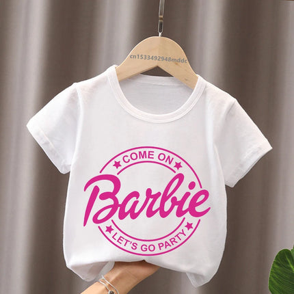 Hot Sale Barbie Princess Print Cartoon Kids T-Shirts Kawaii Girls Clothes Baby Boys Short Sleeve T shirt Summer Children Tops