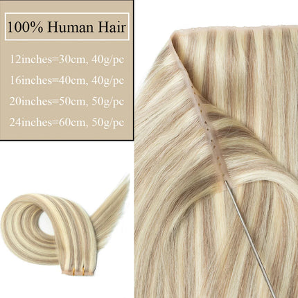Blonde injected Hole Weft Human Hair Extensions Straight Twin Tab Butterfly Weft Natural Invisible Brown Hole Weft Extensions