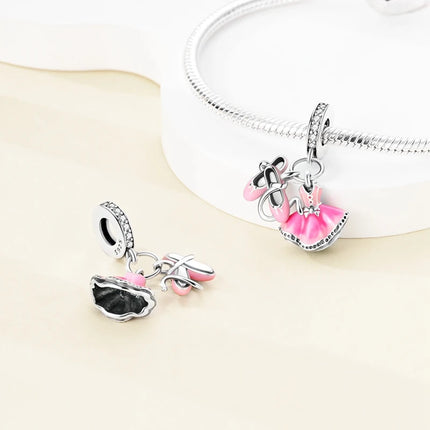 Charm 925 Sterling Silver Pink Pendant Charm Fit Original Charm Bracelet Necklace Beads DIY Jewerlry Accessories