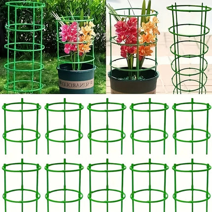 30/60/90pcs Adjustable 5/10/15 Tier Plastic Plant Support Rings - Stackable Green Plaid Design, Lightweight Durable & Easy to