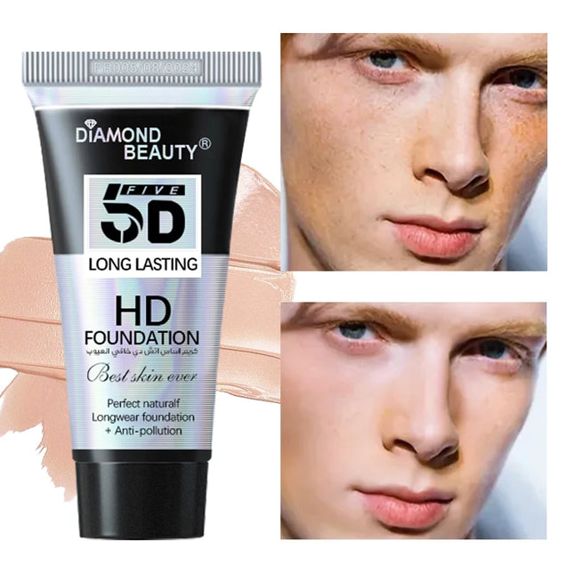 5D Liquid Foundation Make-up Men's Suede Perfect Concealer Nourishing&Moisturizing Full Cover High Capacity Natural Naked Makeup