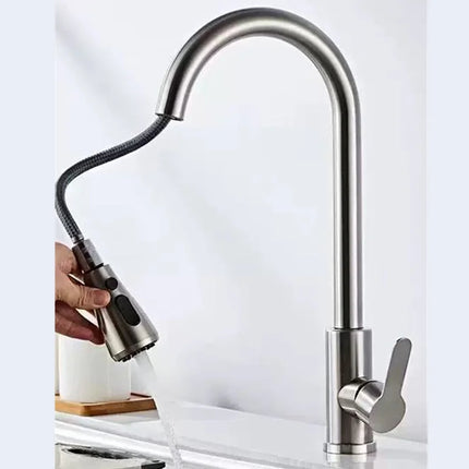 Kitchen Faucet Single Hole Pull Out Spout Kitchen Sink Mixer Tap Stream Sprayer Head Chrome/Black Mixer Tap