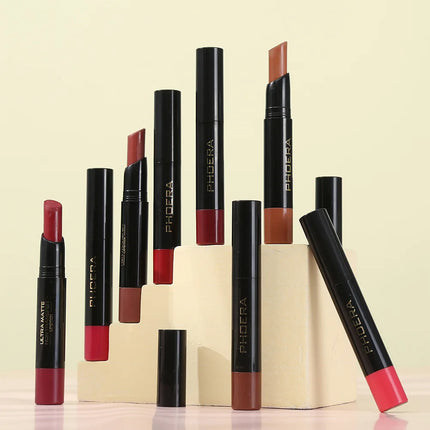 PHOERA 8 Colors New Lipstick Matte Long Lasting Lip Tint Waterproof Non-stick Cup Lip Glaze Red Lip Makeup Beauty Cosmetics
