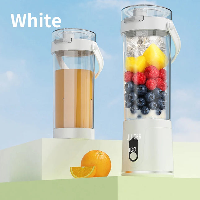 Portable 600ML Juicer Cup 12 Blades for Shakes Smoothies Rechargeable USB Traveling Fruit Juicer Double Cup Fruit Blender