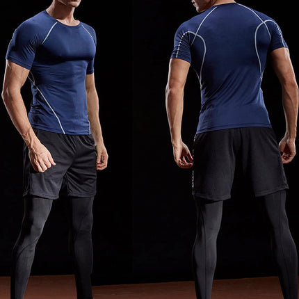 2025 Compression T Shirt Men Summer Sportswear Running T-shirt Elastic Quick Dry Sport Tops Tee Athletic Gym Workout Shirts Men