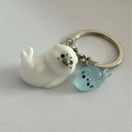 3Pcs 3D Design 3D Luminous Keychain Luminous Feature Resin Material Sea Lion Keychain Simple Design Creative Style