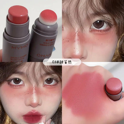 -Blush Stick Double-ended Expansive Color Natural Long Lasting Matte Makeup Monochrome Creamy Rouge Blush Stick