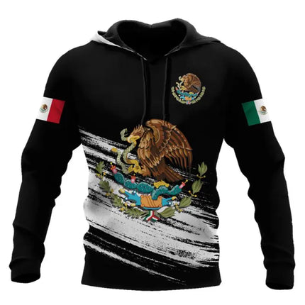 Mexico National Flag Print Hoodies For Men Fashion 3D Eagle Pattern New in Sweatshirts Hip Hop Harajuku Oversized Pullover Tops