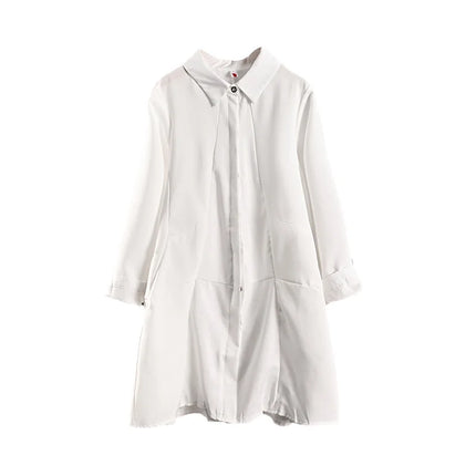 White Shirt Layering Loose Bum Covering Long Sleeve Thin Womens Plus Size Casual Top Oversized Tunic medium length Dames Blouse