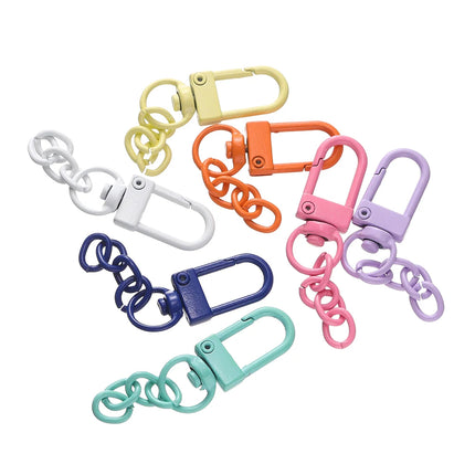 10pcs/lot Keyring Lobster Clasp Spring Buckle With Chains Colored Keychains For DIY Jewelry Making Key Ring Hooks Bags Buckle