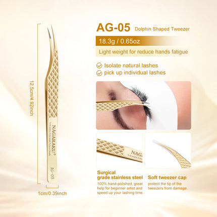 NAGARAKU Tweezer for Eyelash Extensions Professional Eyelash Tweezers Antistatic Straight