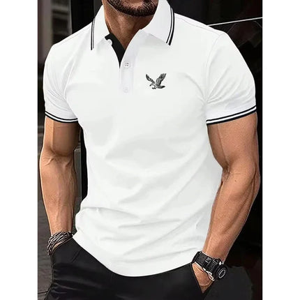 Men's Polo shirt, golf shirt, business Polo collar, classic short-sleeved, basic solid color, patchwork buttons, spring and summ
