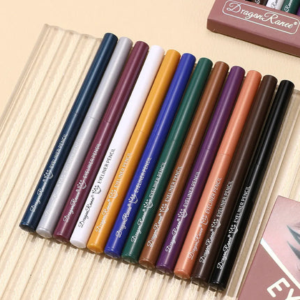 12pcs/box Black Gold Eyeliner Pencil Set Long-Lasting Waterproof Pigment Green Purple Eye Liner Pen Women Colorful Eye Cosmetics
