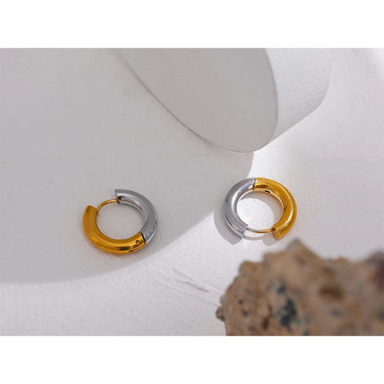 Yhpup  Chic Stainless Steel Geometric Round Hoop Earrings Women Gold Silver Color Charm Trendy Fashion Temperament Jewelry