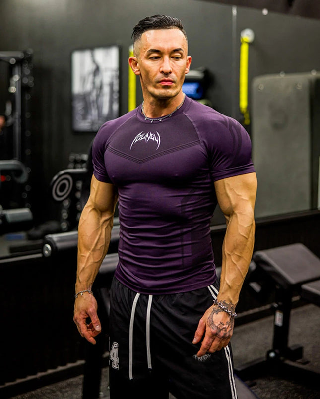 Summer fitness exercise slim fit breathable short sleeved men's suitable fitness running training cycling T-shirt