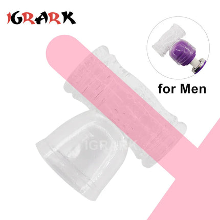 Transparent Magic Wand Headgear Attachments Penis Vibrator Masturbator AV Stick Head Cover Sleeve Sex Toys Erotic Accessories