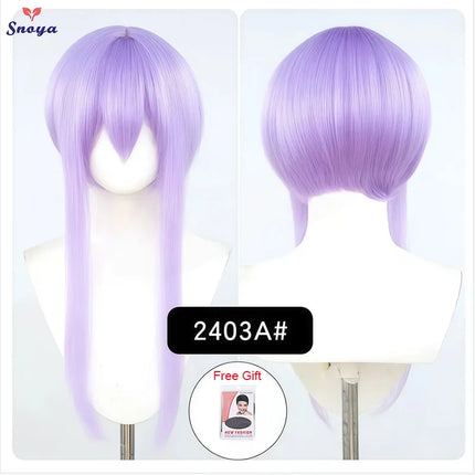Snoya 60cm synthetic Multi colored long sideburns style short cosplay wig Heat resistant fiber Purple blue pink black gold