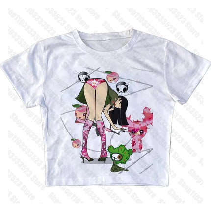 Gothic Kawaii Printing Crop Tops Tank Tops Punk Retro Printed Y2K Casual Baby Tank Harajuku Streetwear Emo Girls Slim Women Vest