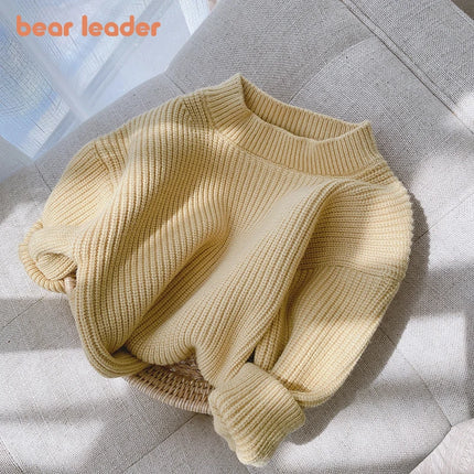 Bear Leader Autumn Kids Girls Casual Sweaters 2025 New Fashion Kids Baby Knitted Clothes Solid color Sweet Knitwear Tops 0-6Y