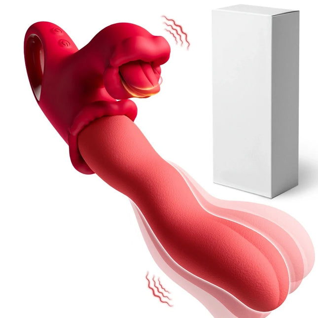 G Spot Rabbit Vibrator Tongue Scroll 10 Licking Vibrating ModeClit Nipples Stimulator Female Vagina Massager Rose Adult Sex Toy